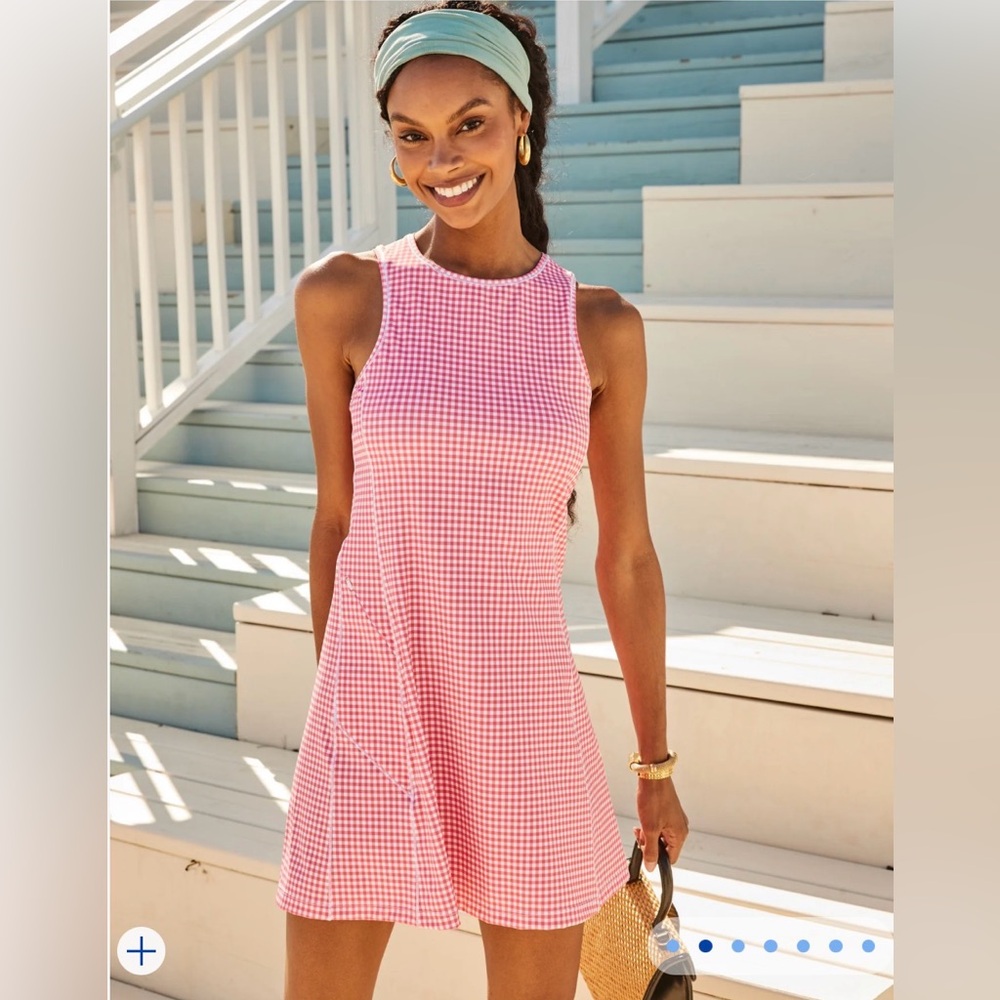 Addison Bay Panama Dress in Guava Gingham